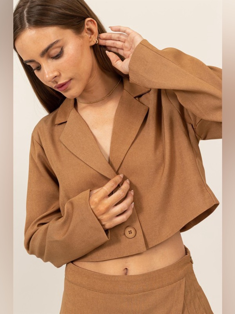 HYFVE Cropped Button-Down Blazer